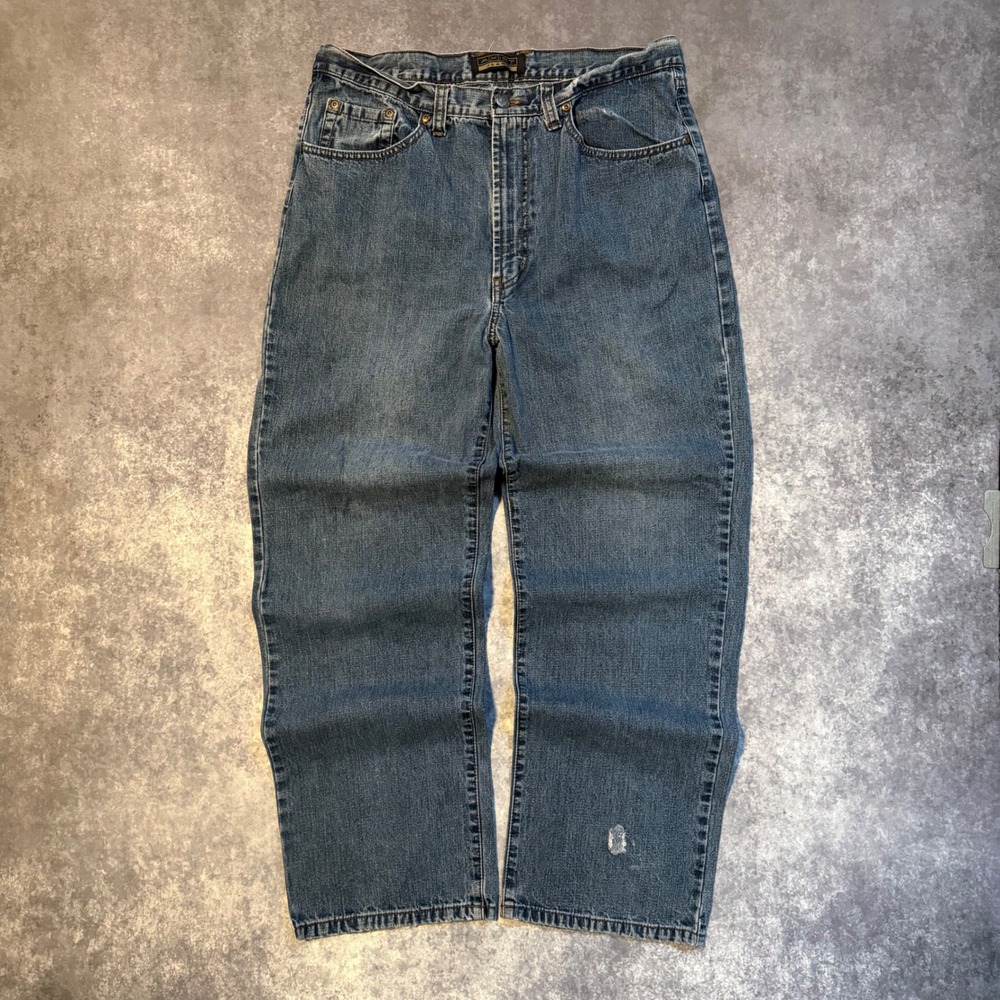 AXIST JEANS Mens‎ 34x30 Blue Denim Straight Leg Jeans Distressed